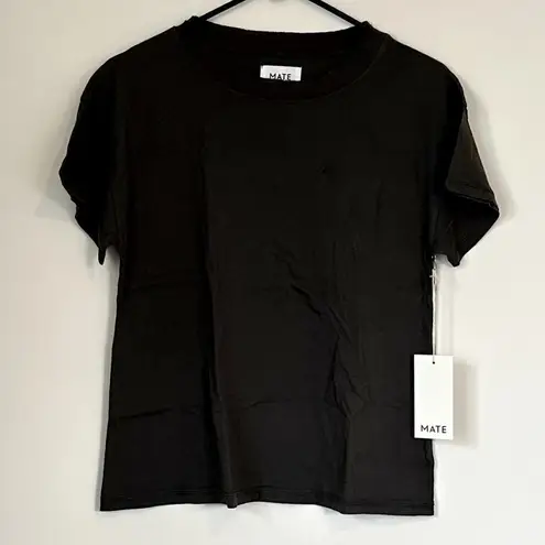 Mate the Label NWT Charcoal Organic Cotton Raw Neck Boxy Tee - Size XS