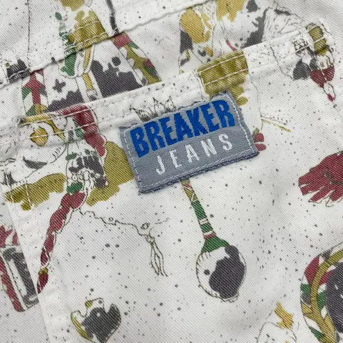 Vintage 90s Shorts Native American Motif High Rise White Denim Jean Southwestern Size undefined