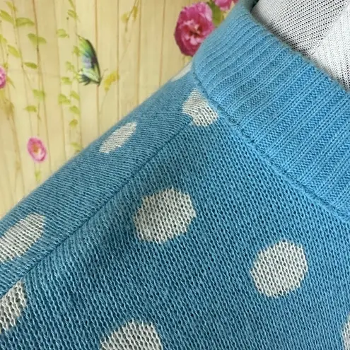 Vintage Blue FINE KNITS By ROGER  Polka Dot Sweater Dress