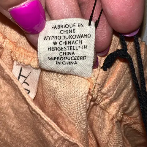 Happily Grey Peach/Orange Wide Leg Pants with Front Slits Orange Size XL