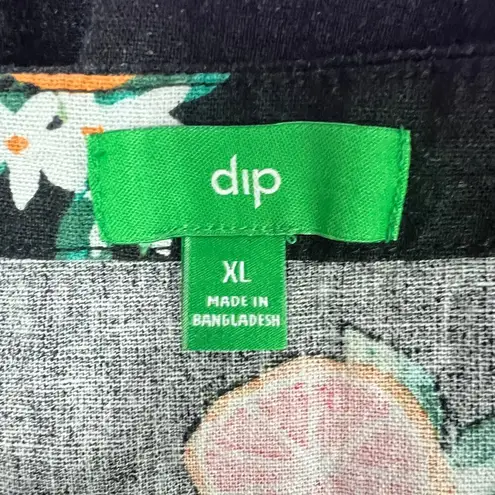 Dip Dress Womens XL Novelty Fruit Print Linen Tropical Beachy Travel Vacation Black