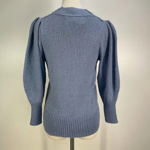 Brochu Walker Saskia Vee Cotton Knit Pullover Sweater Blue