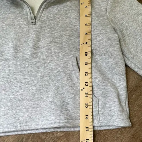 Senita Athletics Hailey Crop Quarter Zip Pullover Grey Fleece Lined ~ Size Small