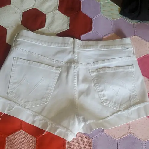 Mother Jeans The Rascal Slit Flip Short In Glass Slipper Mid Rise 2.5" Inseam White Size 29