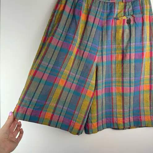 Vtg Giorgio Sant Angelo Bermuda Shorts Sz 6 Rainbow Cotton Linen Academia Blue