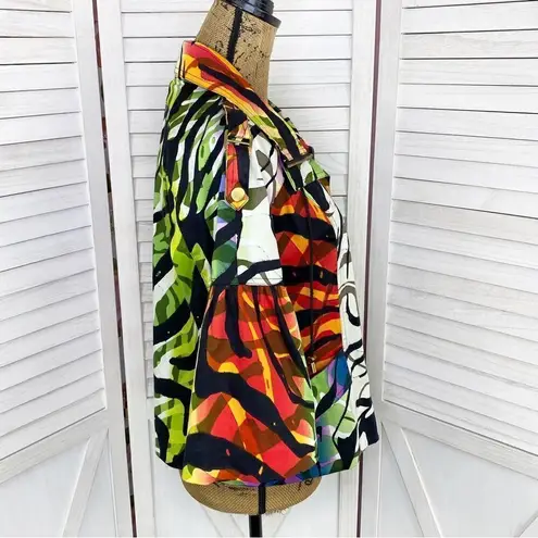 Just B Rainbow Tiger Stripe Flared 3/4 Sleeve Jacket Medium
