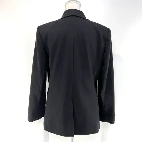 Alice + Olivia  Black Shawl Collar Blazer Ruched Sleeves Black