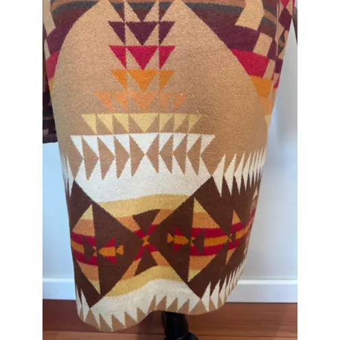 Pendleton Vintage Aztec Navajo Leather Wool blanket ranch car Coat jacket L