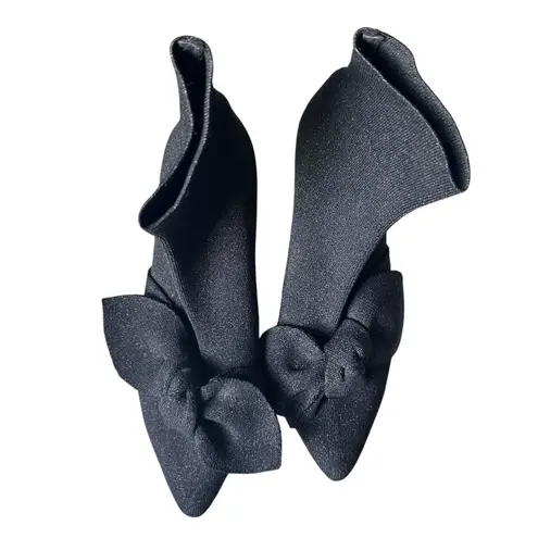 Loeffler Randall LOEFFLER RANDALL Kassidy Knit Kitten Heel Booties Glitter Black Sz 8.5