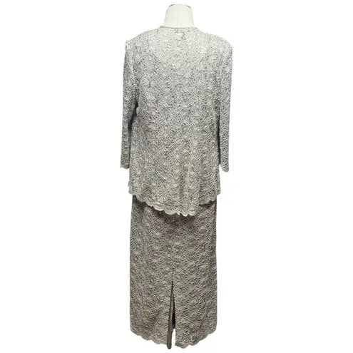 R & M Richards 2-Piece Set Midi Length Dress with Jacket Mocha Gold 18