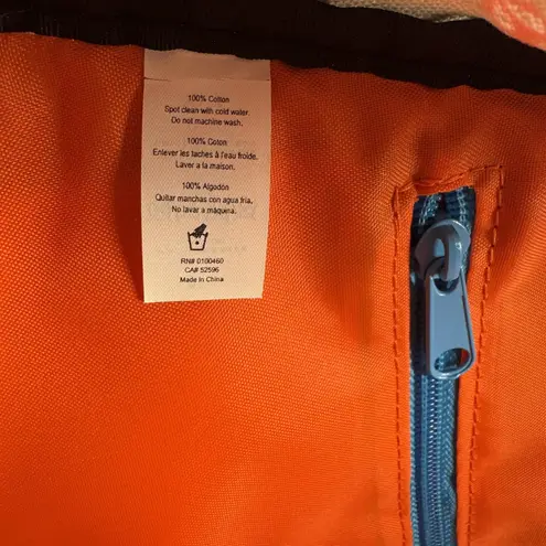 KAVU Rope Bag Sling Crossbody Backpack Fox Print Tan Blue Zips Cotton One Size