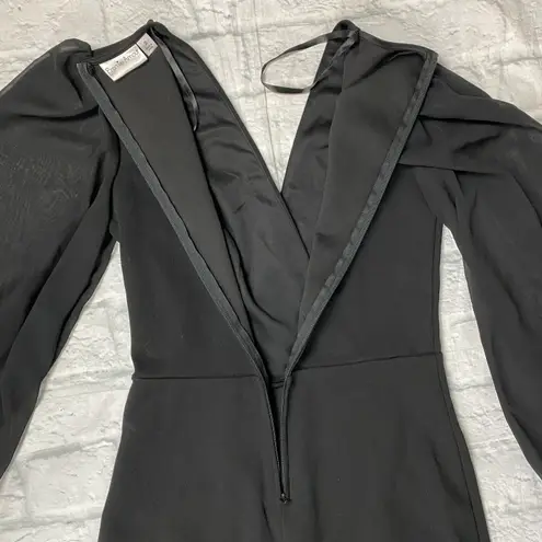 Premier Amour women 2 one piece jumpsuit w/sheer elastic cuff sleeves black