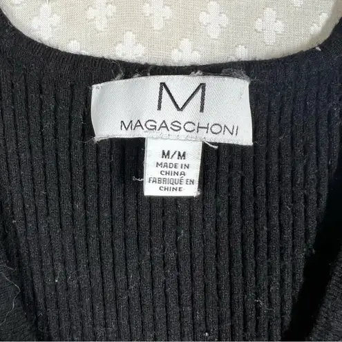 Magaschoni Black Ribbed Bodycon Midi Dress