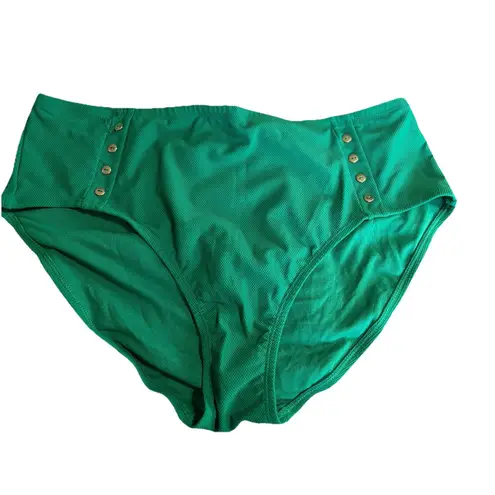 Time & Tru Green Bikini Molded Cup (XL) Full Bottom (1X) Adj Straps Buttons