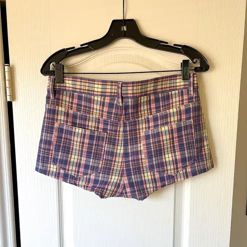 EB Denim Portman Shorts Plaid Low Rise Prairie Sunset Size 25 NWT Yellow