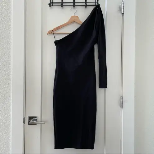 ALIEVA Dasha one shoulder black mini fit dress size S