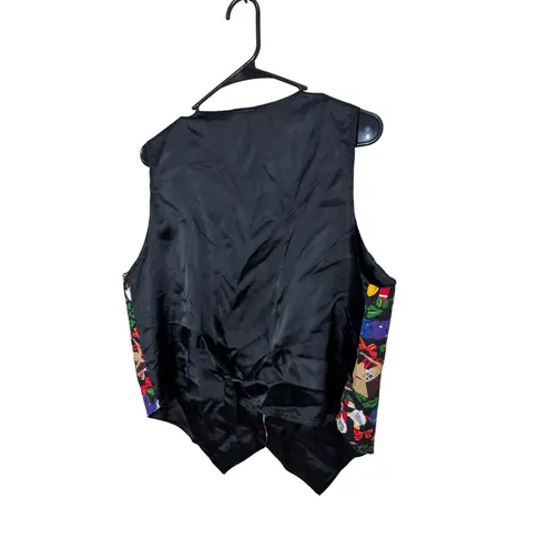 Vintage Nutcracker XL Ugly Christmas Vest Holiday Party Santa Teddy Bears Gifts Black