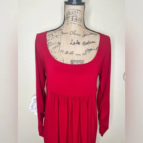 Norma Kamali Long Sleeve Red Empire Waist Babydoll Style Dress Size XL