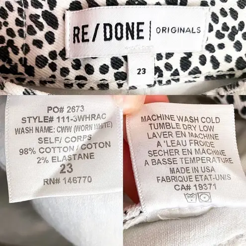 RE/DONE Jeans HR Ankle Crop Stretch Spotted Animal Cheetah Worn White 23 GUC