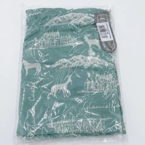 NEW Earth Squared Lady of Glamis Castle Print Fringe Neck Scarf Granite Green