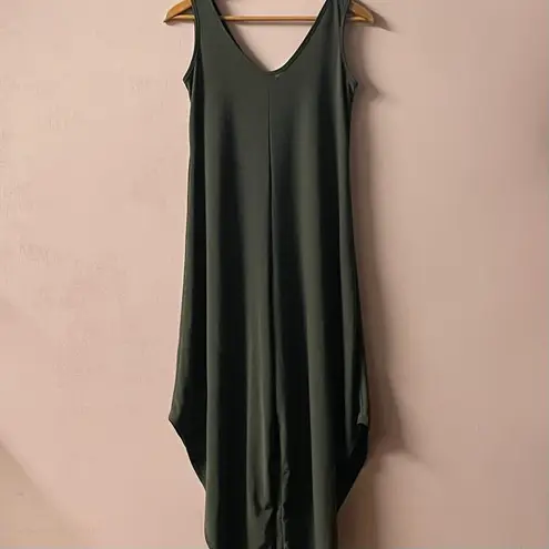 Tash + Sophie Dark Olive Green Asymmetrical Hem Jumpsuit NWT Size XS