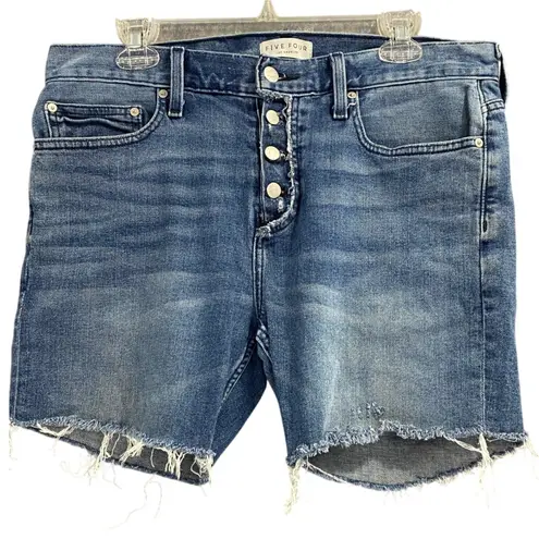 🍂 Five Four Denim Shorts Frayed Hem Button Fly Blue Wash Slim Fit W33 Size 33