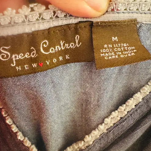 Speed Control New York Dress Medium Blue Chambray V Neck Sleeveless Summer