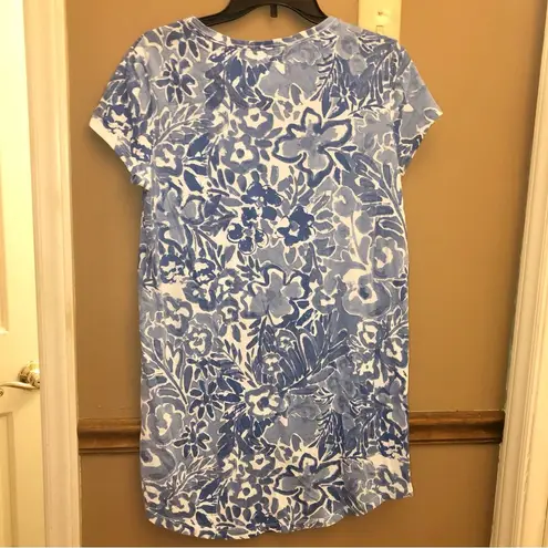 Ralph Lauren Lauren  Floral Pocket Short Sleeve Dress Blue White Medium