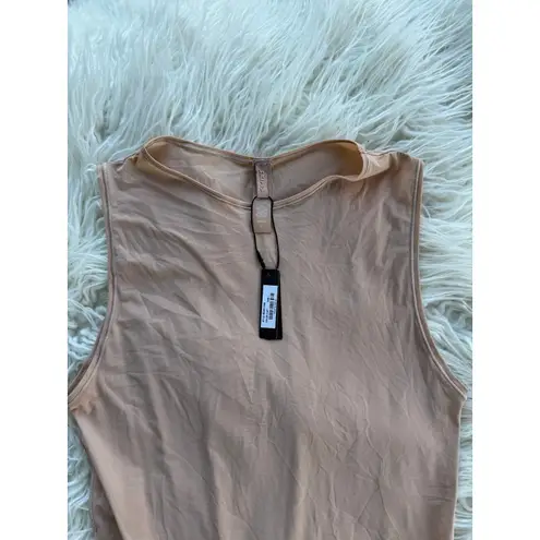 SKIMS Sheer Crewneck Thong Bodysuit Clay Size Large