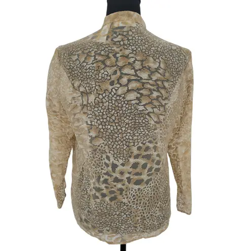 Sheer Gold Leopard Print Top Sequin Party Holiday Layering Indie Sleaze Size S Gold