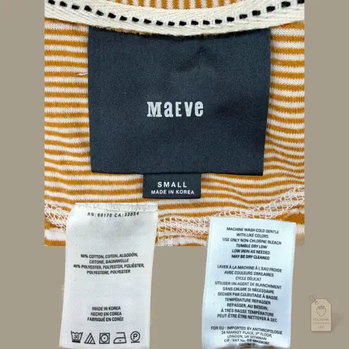 Maeve Anthropologie Cowl Neck Tunic Sweater Small Mustard Striped Soft Knit Top