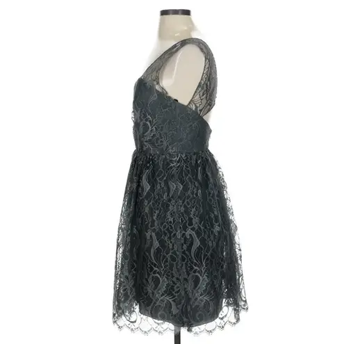 Hayley Paige Occasions Gray Silver Cocktail Dress Lace 2