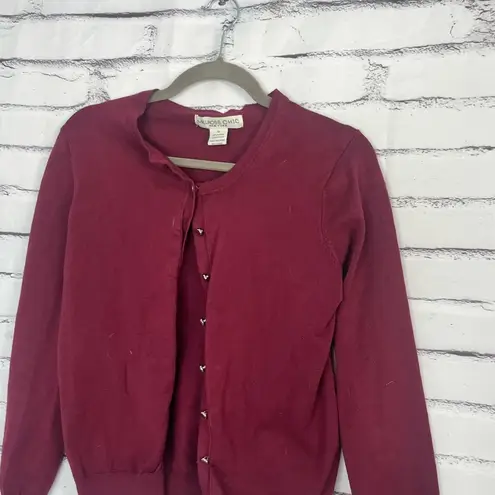 Y2K Melrose Chic Burgundy Button Front Knit Cardigan Women’s Medium Long Sleeve Red