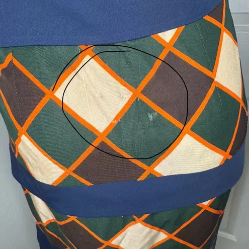 Ahluwalia Stylish Multicolor Geometric Dress. #72 Blue Size 8