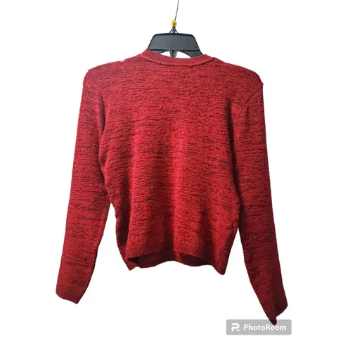 Vintage Red Knit Cardigan Top Set Long Sleeve Button Up Sweater Size S