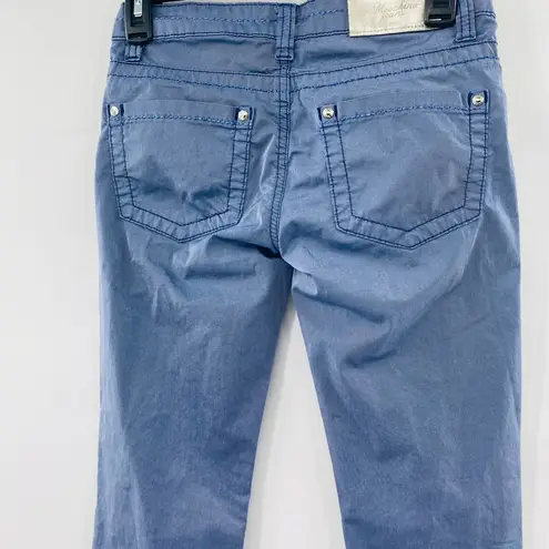 Moschino Jeans Donna Metallic Shimmer Blue Cropped Jeans 5-Pocket Wide Hem Sz 25