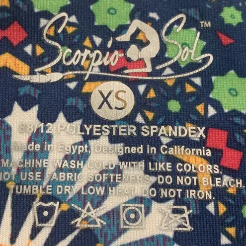 Scorpio Sol Blue Mandala Cropped Capri Athletic Yoga Leggings Size XS