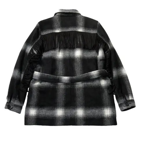 NWT Mother The Fringe Patch Coat in Line 'Em Up Plaid Brushed Flannel Jacket L Size L - Image 8