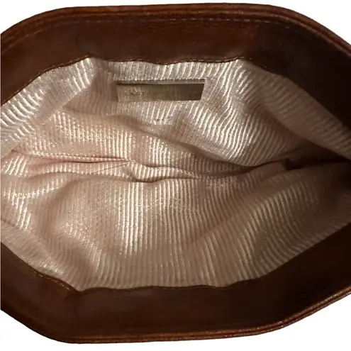Lauren Merkin DISTRESSED LEATHER BROWN CLUTCH BAG