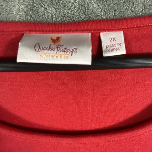 Quacker Factory Embellished Top 2X Pullover Patriotic Statue Of Liberty Red