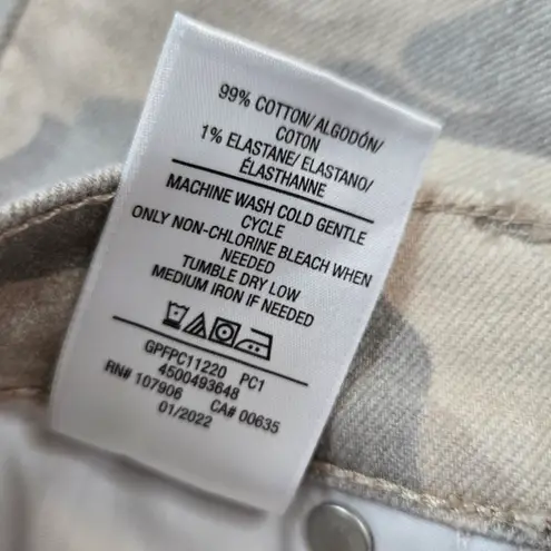 Hudson Camo Green Tan Nico Mid Rise Peyote Straight Leg Split Hem Jeans Size 33