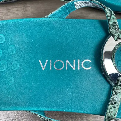 Vionic Teal Blue Snakeskin Karina Sandal Sz.9