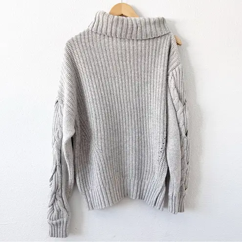 Jonathan Simkhai Aubrey Wool Blend Thick Knit Off the Shoulder Sweater Gray Size L - Image 2