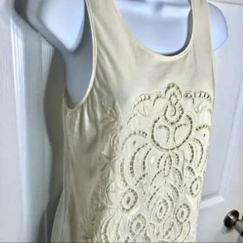 JCrew Factory Eyelet Lace Off White Cotton Tank Top Cream XS White