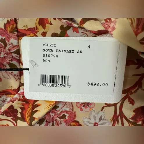 $498 NEW AMUR Nova Paisley Silk Wrap Maxi Skirt Size 4 Pink