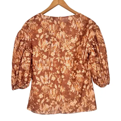Sachin + Babi Mallory Blouse in Burgundy Peony Floral size XS Eyelet NWT