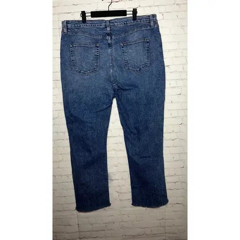 Outerknown Sea The Costa Crop Jeans Blue Wash Frayed Hem Denim Size 34 18