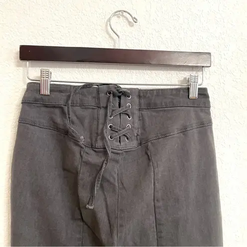 NWT Arula A Beautiful Life Womens Jeans Denim Gray Flare Lace Up Back Size 10