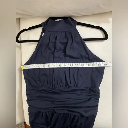 Susana Monaco Gathered Mock Neck NWT Dark Navy Blue Jumpsuit Wide-Leg Size L