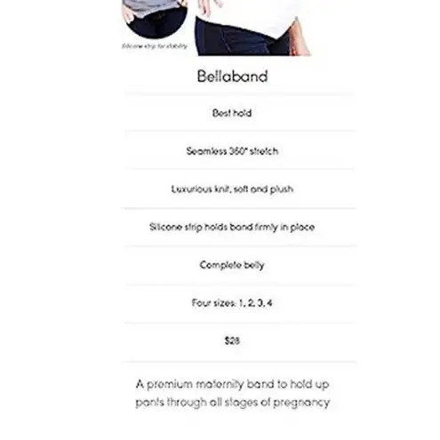INGRID & ISABEL White Maternity Belly Support BellaBand Band ~ Women's Size 1